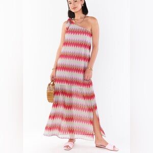 Show Me Your MuMu Nice Midi Maxi Riviera Zigzag Crochet One Shoulder Dress Small